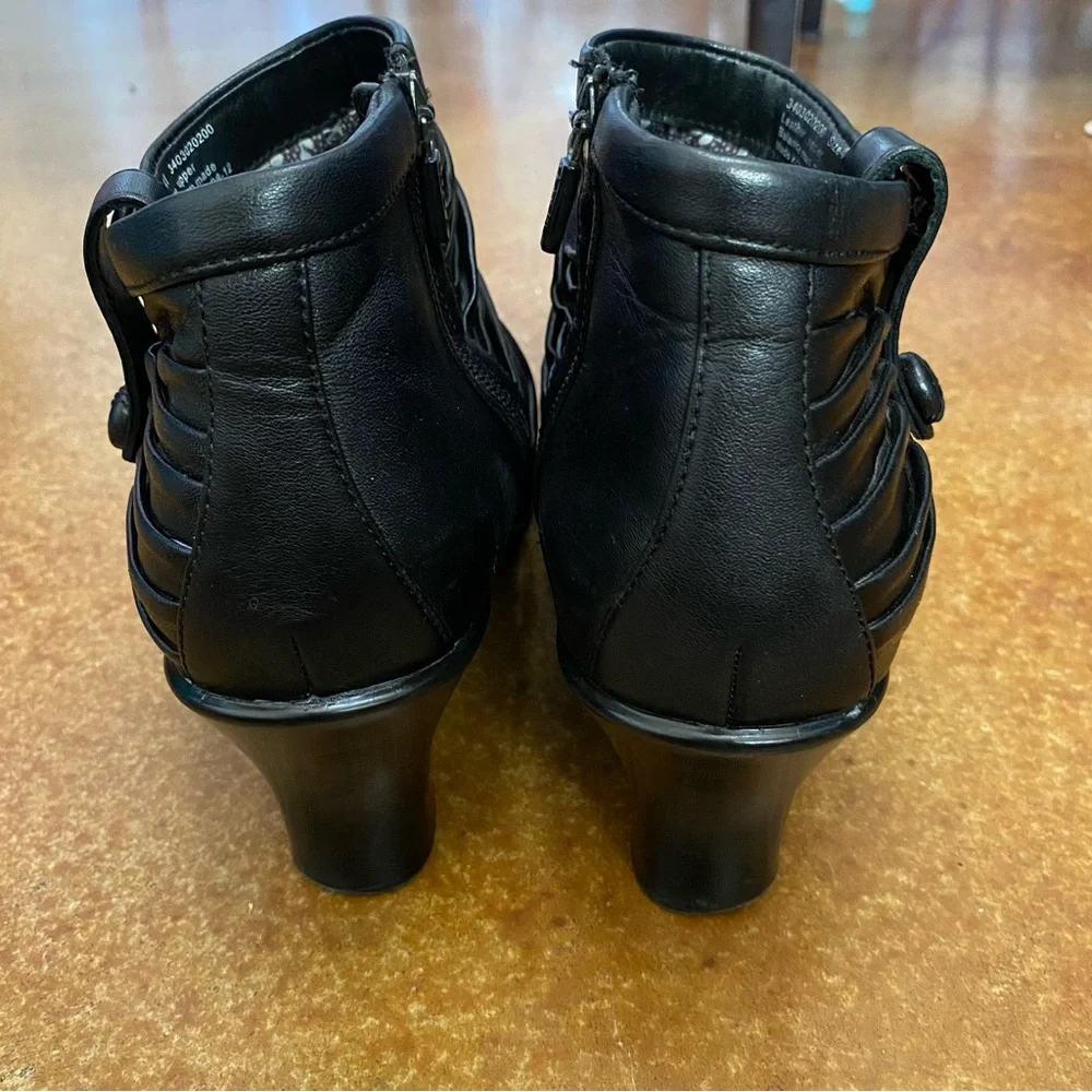 Dansko Heeled Boots Black Runched Buffy Zip Ankle Size EU41 US10 - Picture 2 of 15